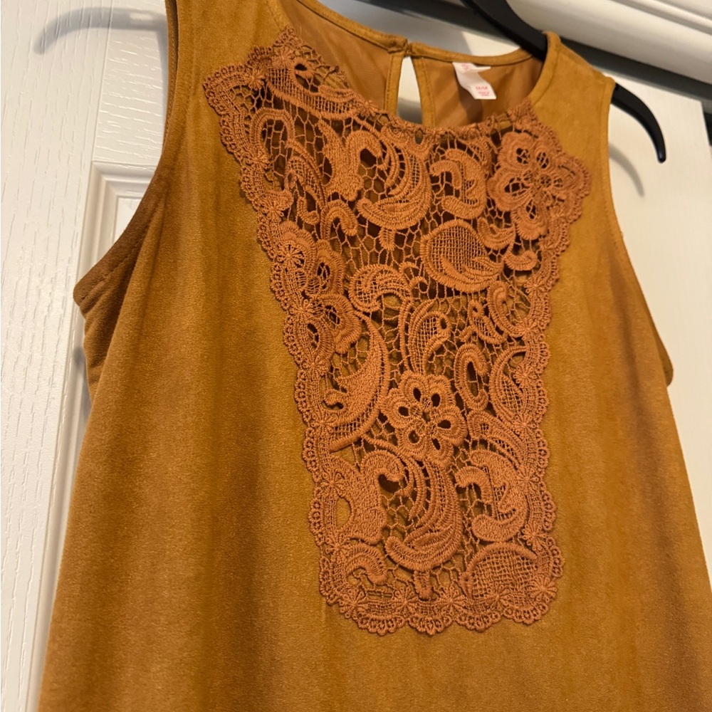 Xhilaration Mustard Lace Detail Dress